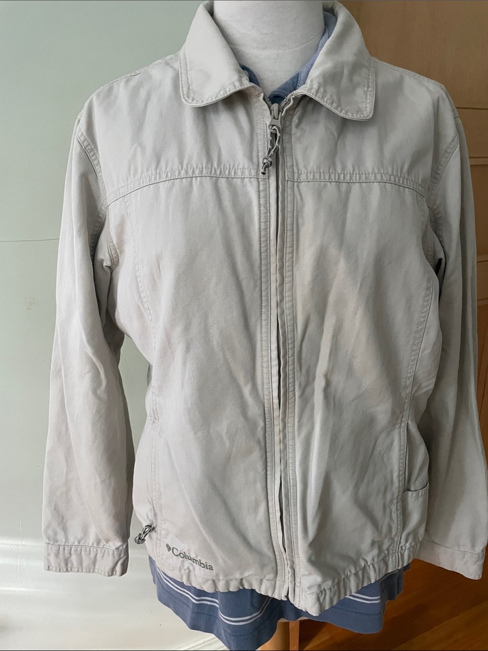 COLUMBIA Vintage Light Beige Stonewashed Granite Cloth Women’s Jacket, Size L
